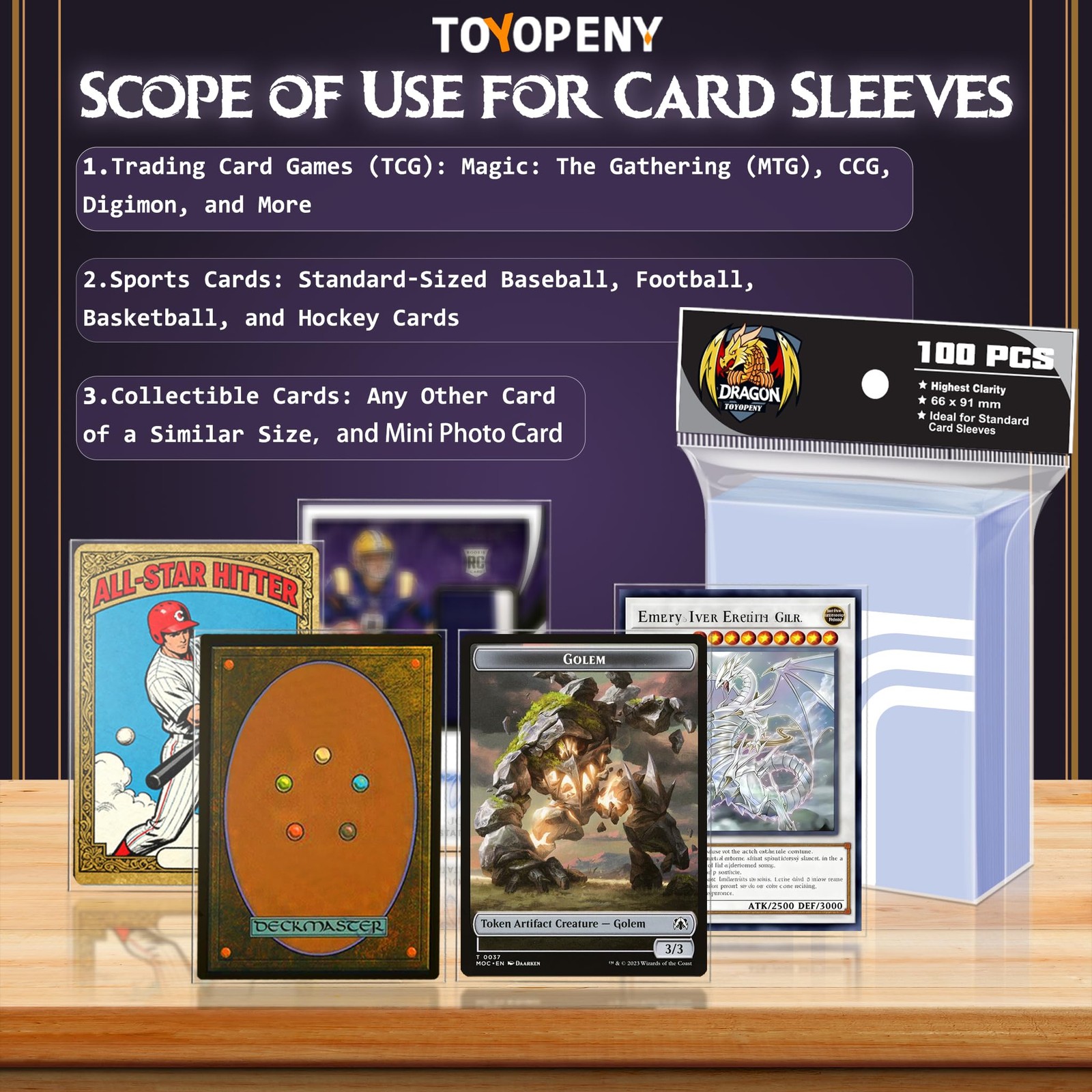10X100 Soft/Penny Sleeves For Mtg,TCG,CCG,Magic, Football & Sports Trading Cards