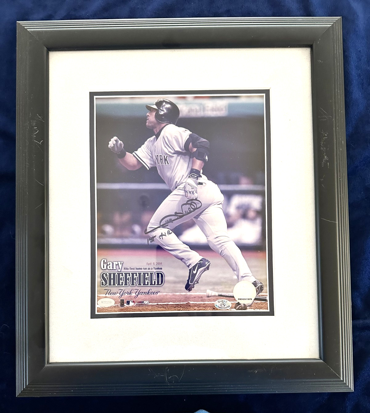 Gary Sheffield 1st Homerun as a New York Yankee Autographed Framed Photo