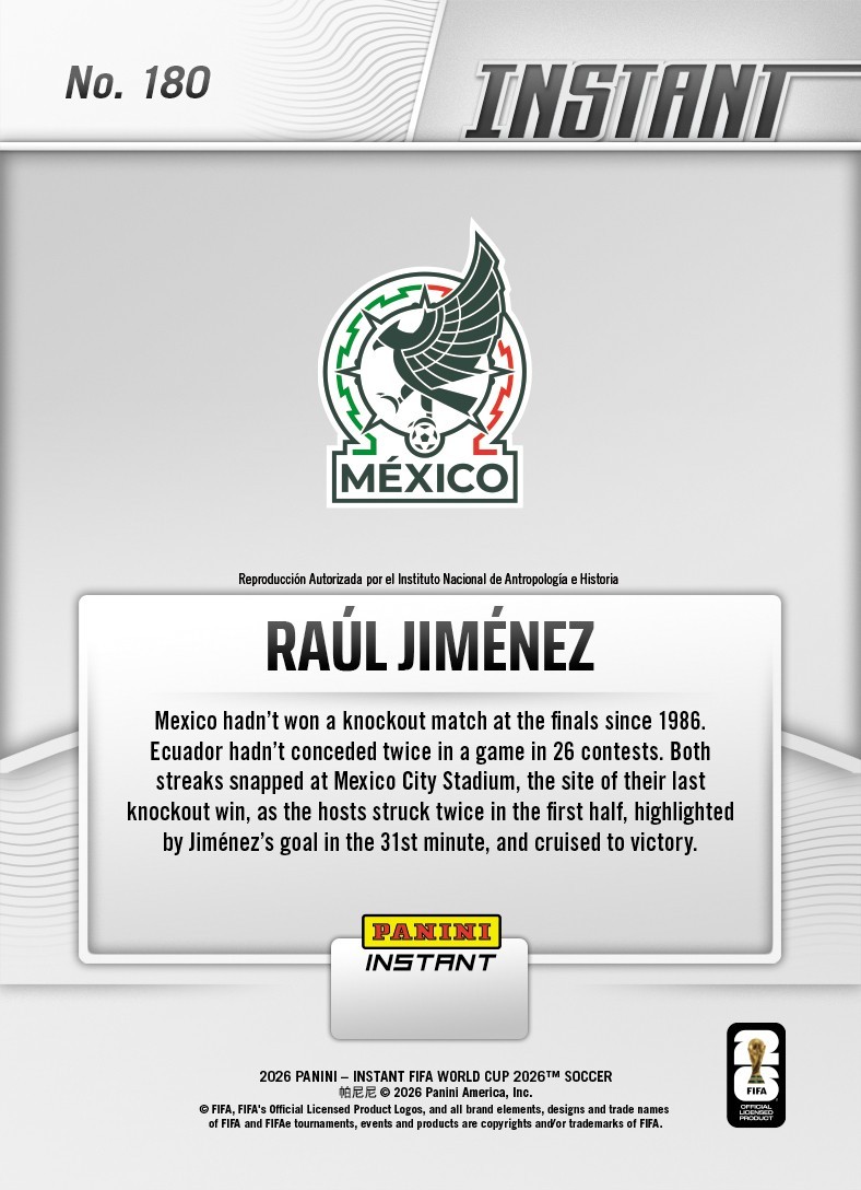 2026 Panini Instant FIFA World Cup #180 Raul Jimenez Mexico PRESALE