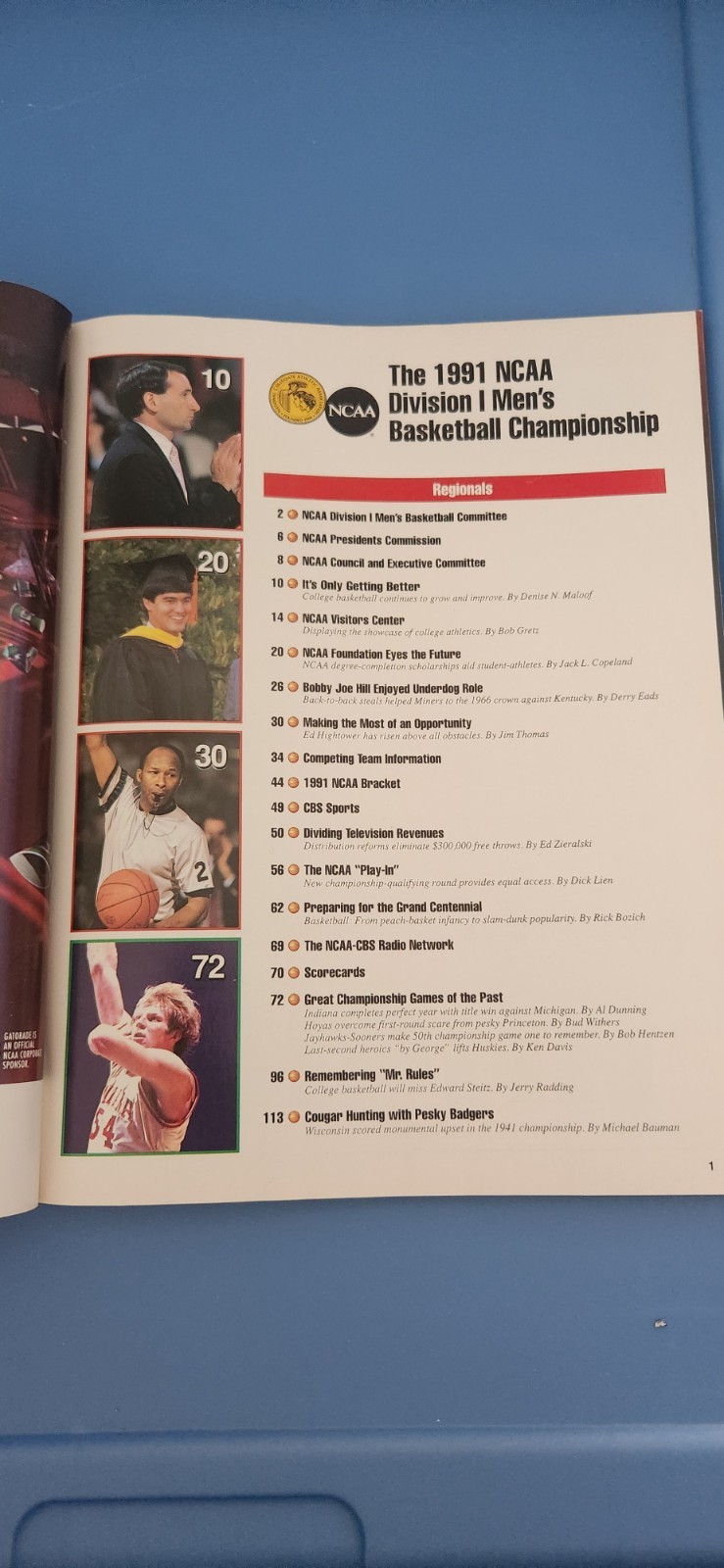 1991 NCAA Division 1 Men’s Basketball Championship Midwest Regional Program