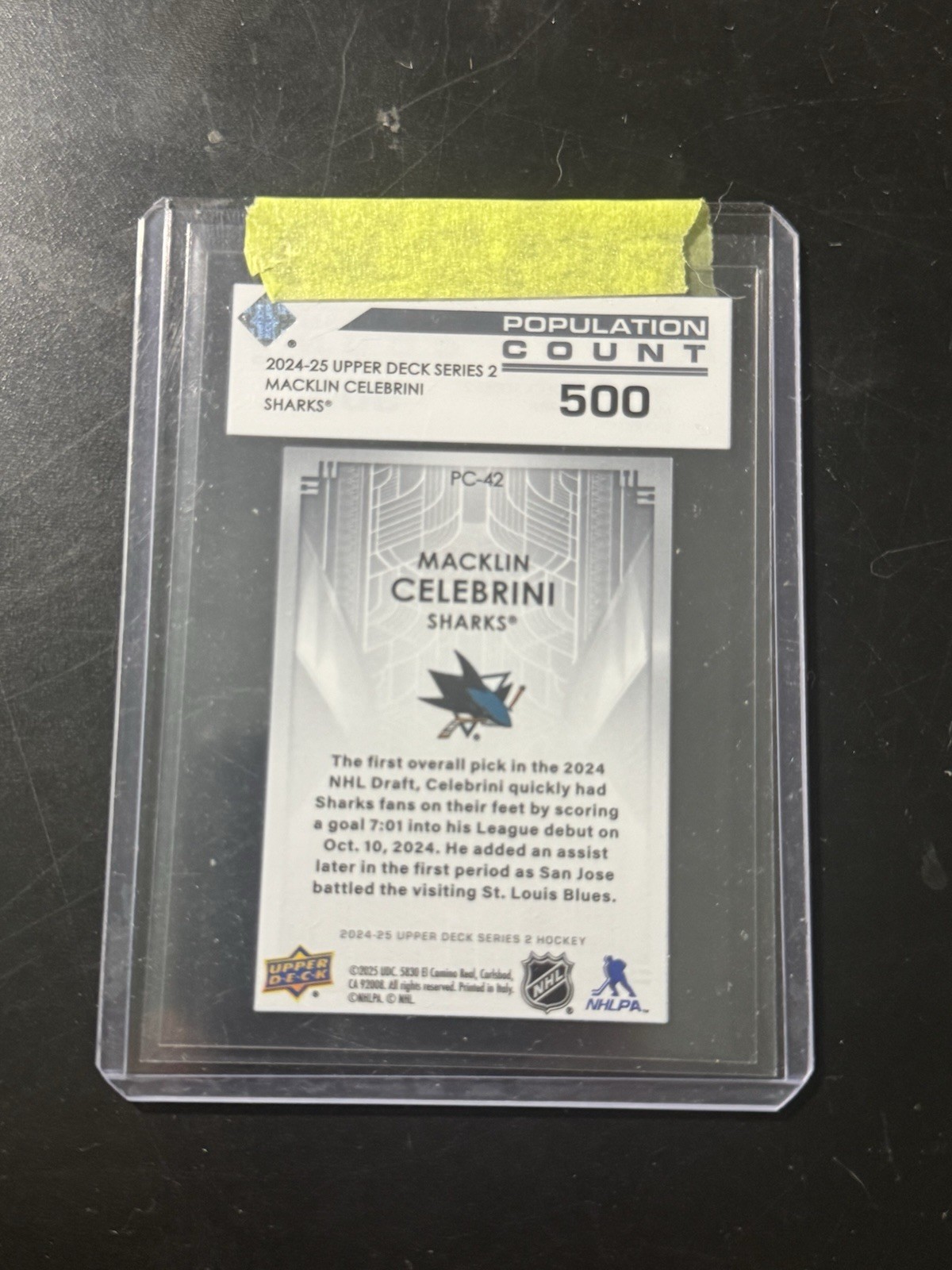 2024-25 UPPER DECK #PC-42 MACKLIN CELEBRINI POPULATION COUNT 500 RC ROOKIE