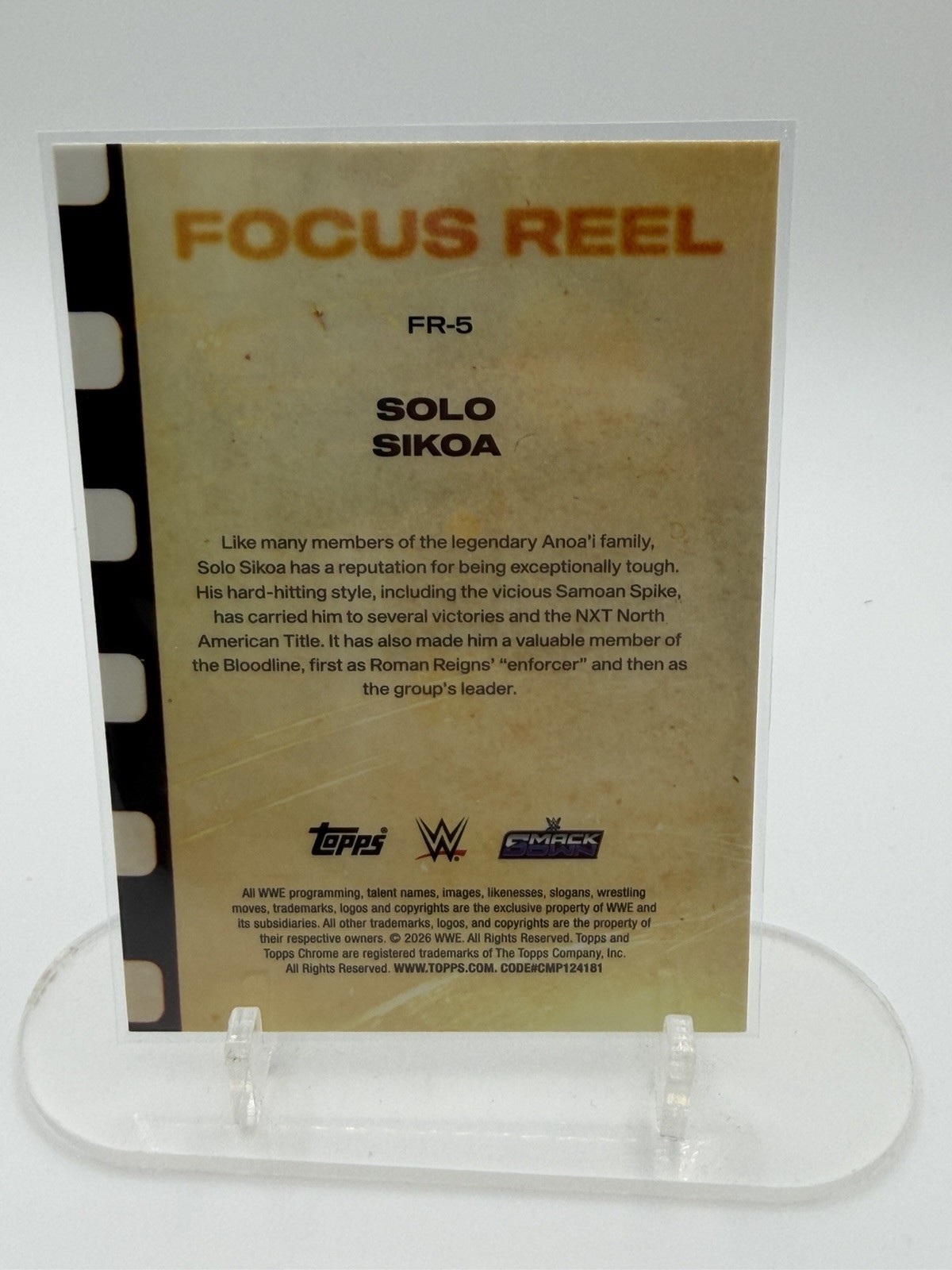 Topps Chrome WWE Focus Reel Solo Sikoa Refractor #FR-5 Wrestling Card 2026