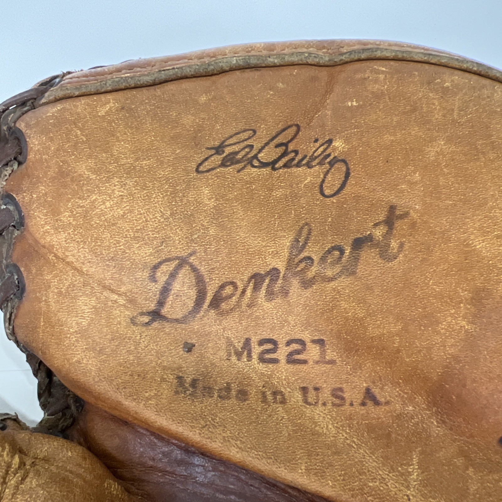 Vintage 1950s Denkert Catchers Mitt Ed Bailey M221 Hinge Pad Made In USA