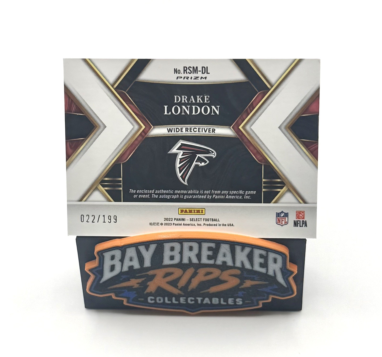 Panini 2022 Select Rookie Auto Patch Drake London RSM-DL Prizm /199 Falcons