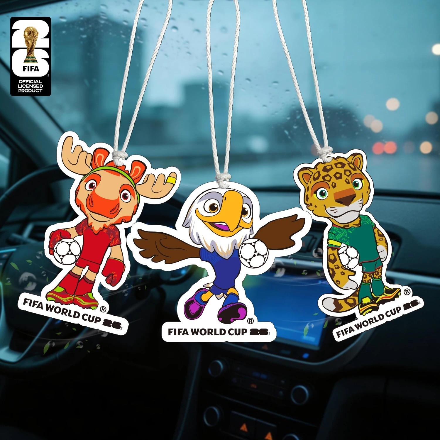 FIFA World Cup 2026 Official 3 Pack Car Air Freshener with Trophy Mascot & Host