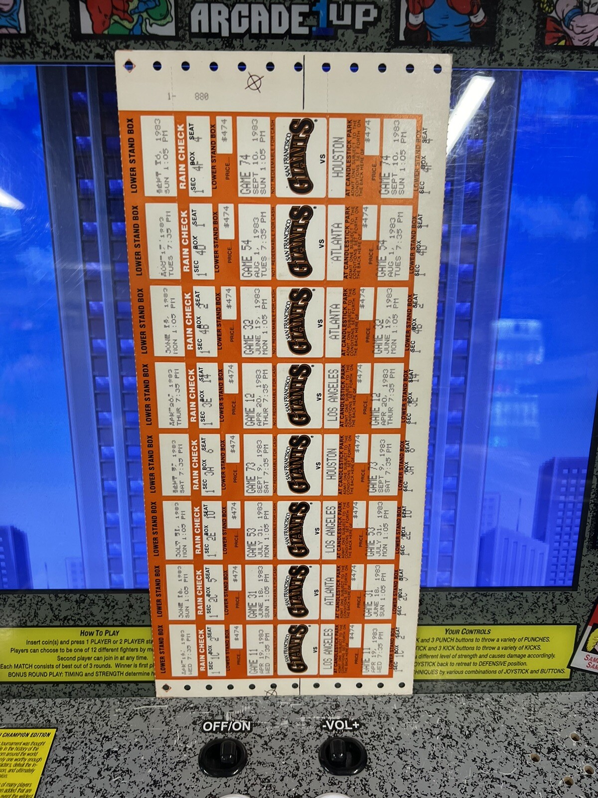 1983 San Francisco Giants Uncut Season Ticket Sheet NL West Dodgers Braves + Hou