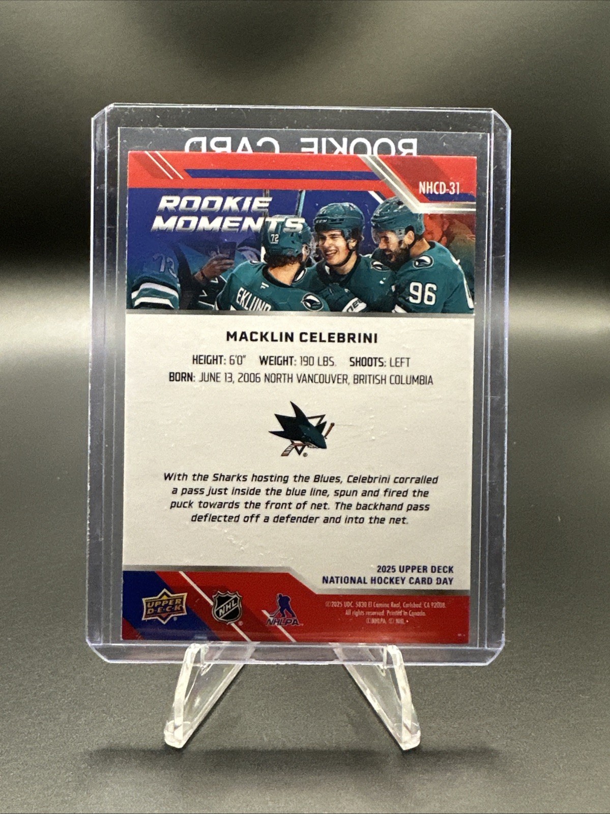 2025 Upper Deck National Hockey Card Day – Macklin Celebrini #NHCD-31
