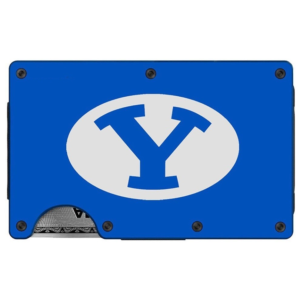 BYU Cougars Engraved Titanium Carbon Fiber Blue RFID Blocking Wallet w Clip D7