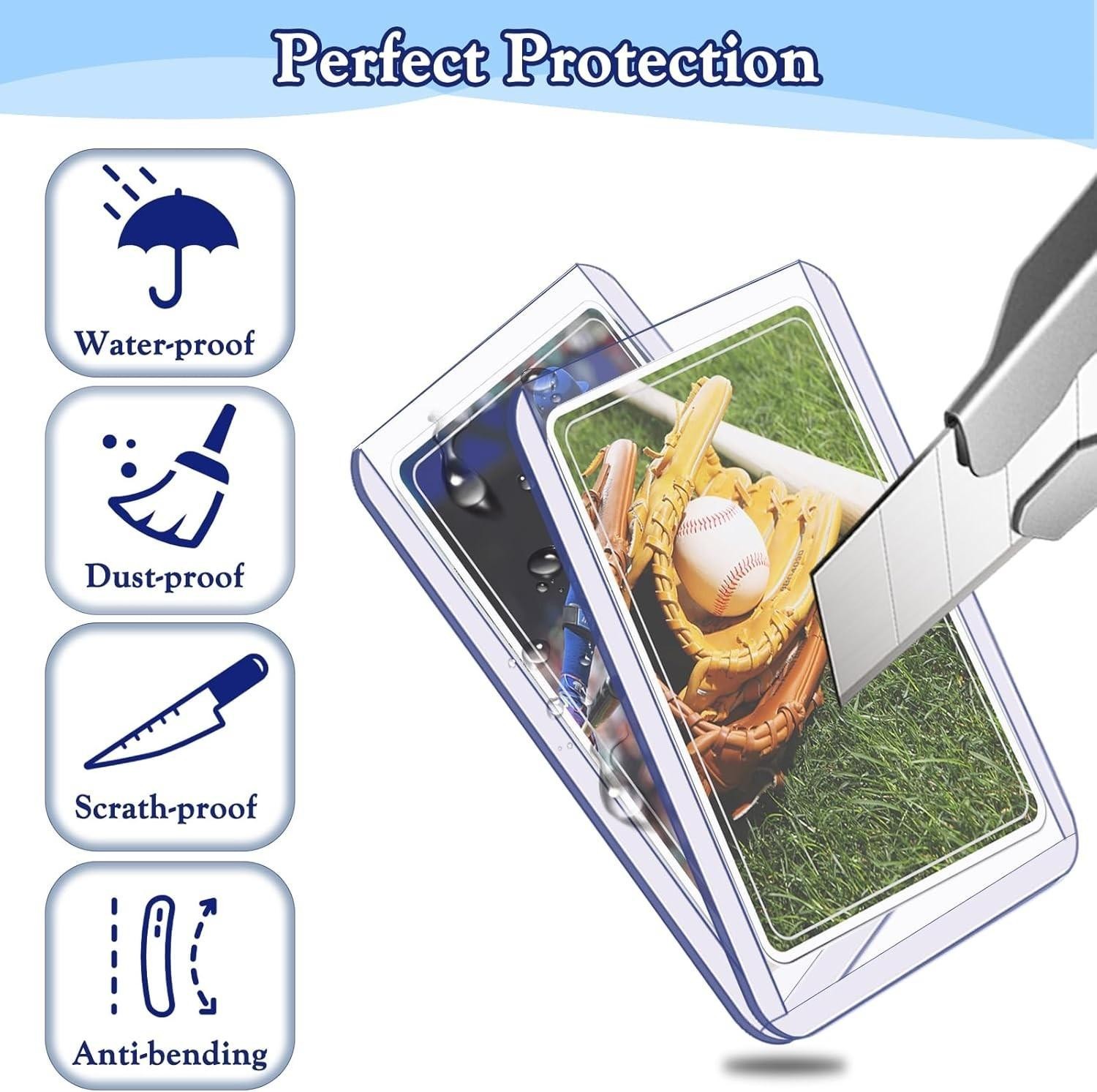 Trading Card Sleeves Hard Plastic Clear Case Holder 200 Baseball Cards Topload!!