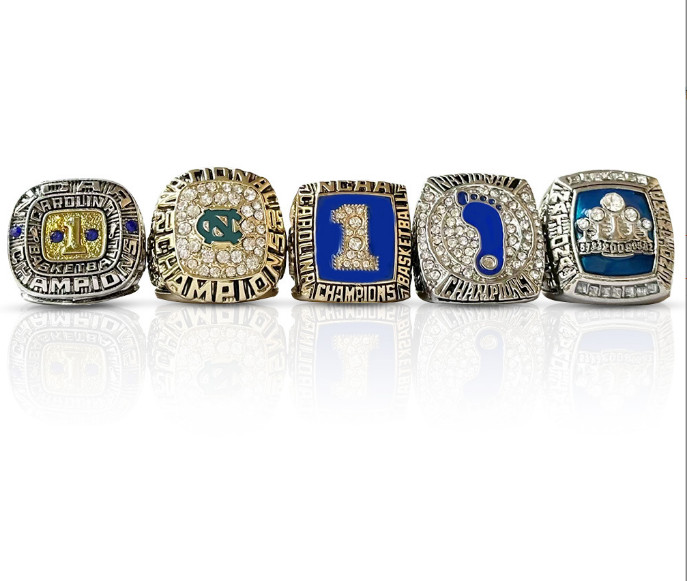 5PCS North Carolina Tar Heels 5x NCAA Basketball Championship Ring Set W box
