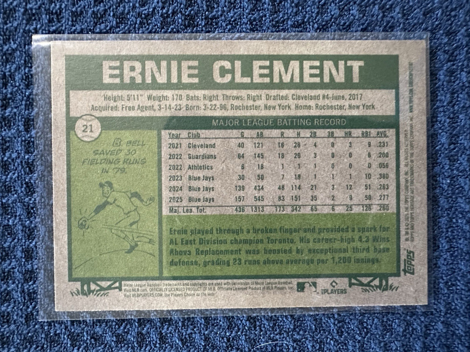 2026 Topps Heritage #21 Ernie Clement Light Purple Border Short Print Blue Jays