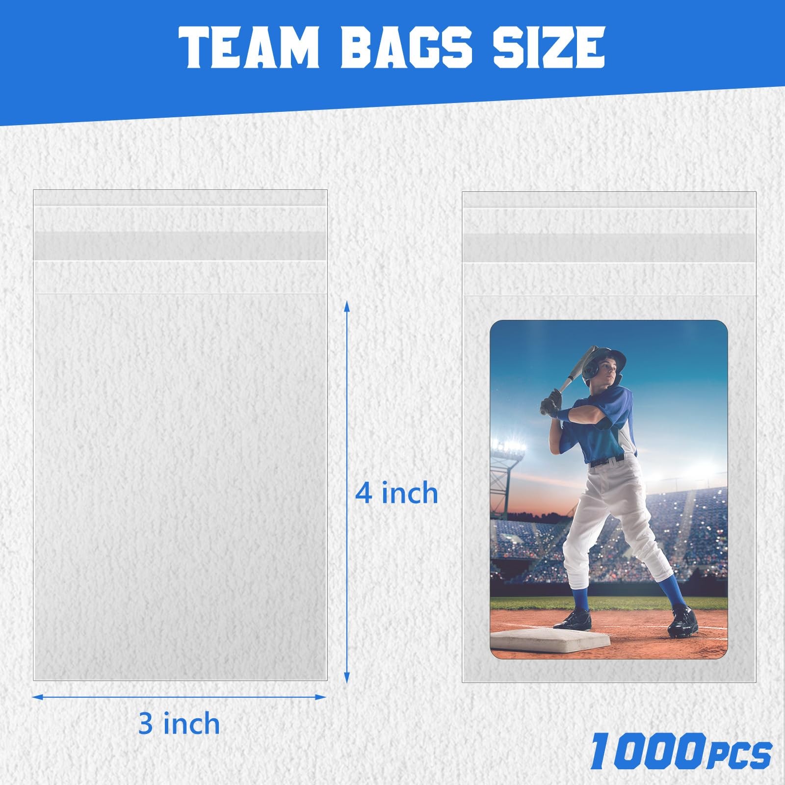 1000 Pcs Card Sleeves Team Bags for Trading Cards，Team Bag Fit 3×4 Top Loader…