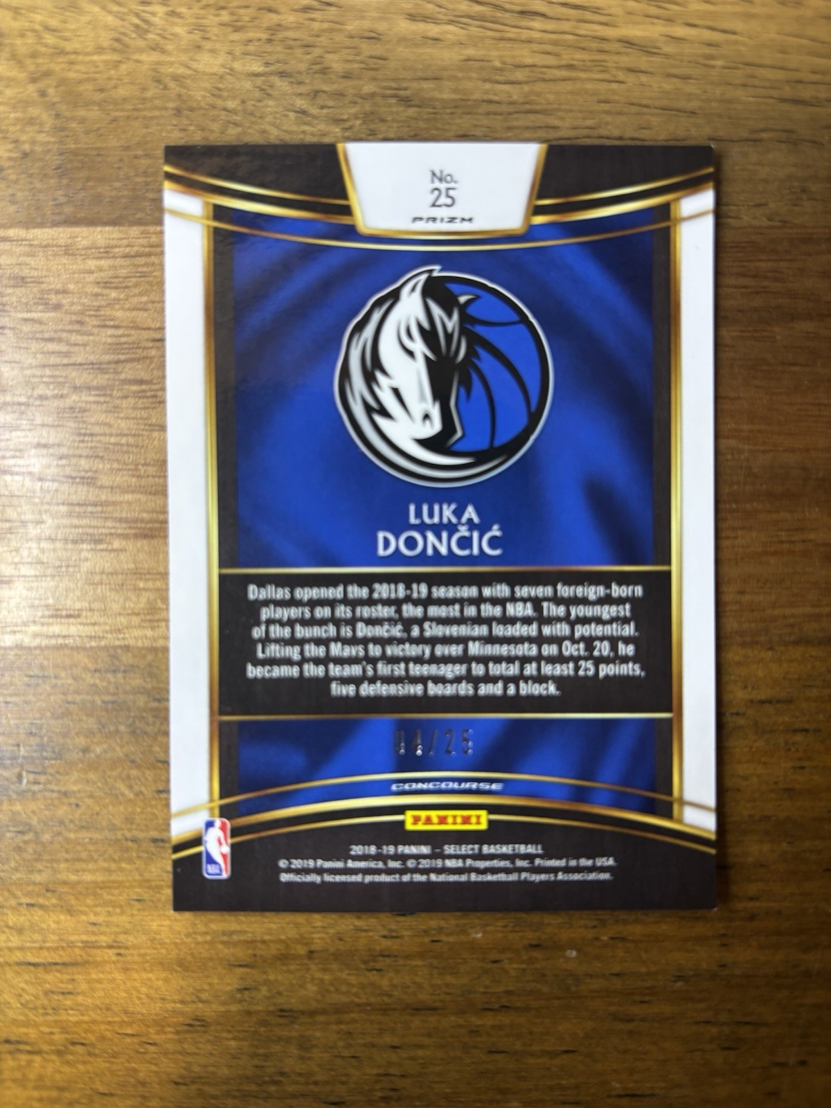 2018-19 Select Luka Doncic Rookie Tie-Dye /25 – Mavs RC – Fresh Pull May 2026