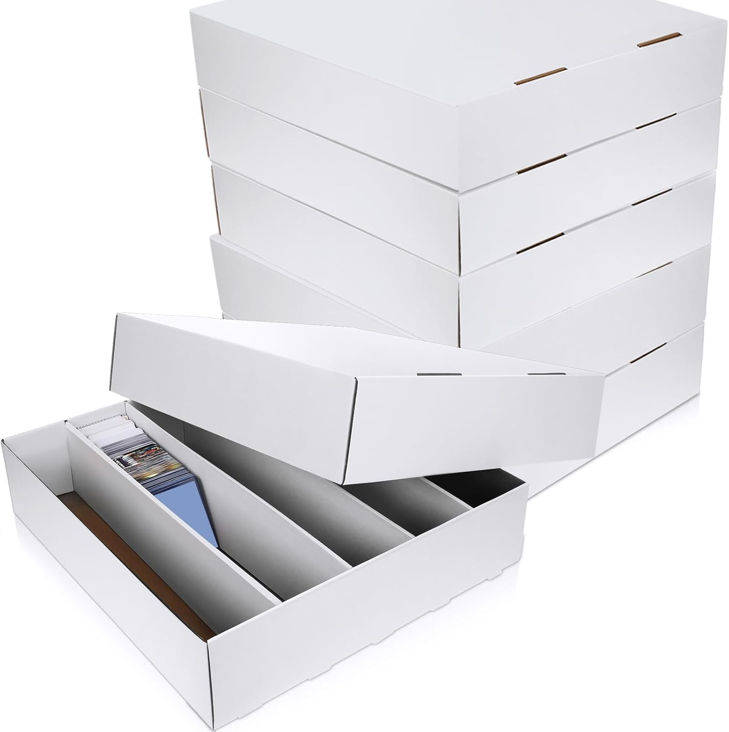 10 Pcs 5000 Count Card Storage Boxes for Trading and Gaming Cards White Cardboar