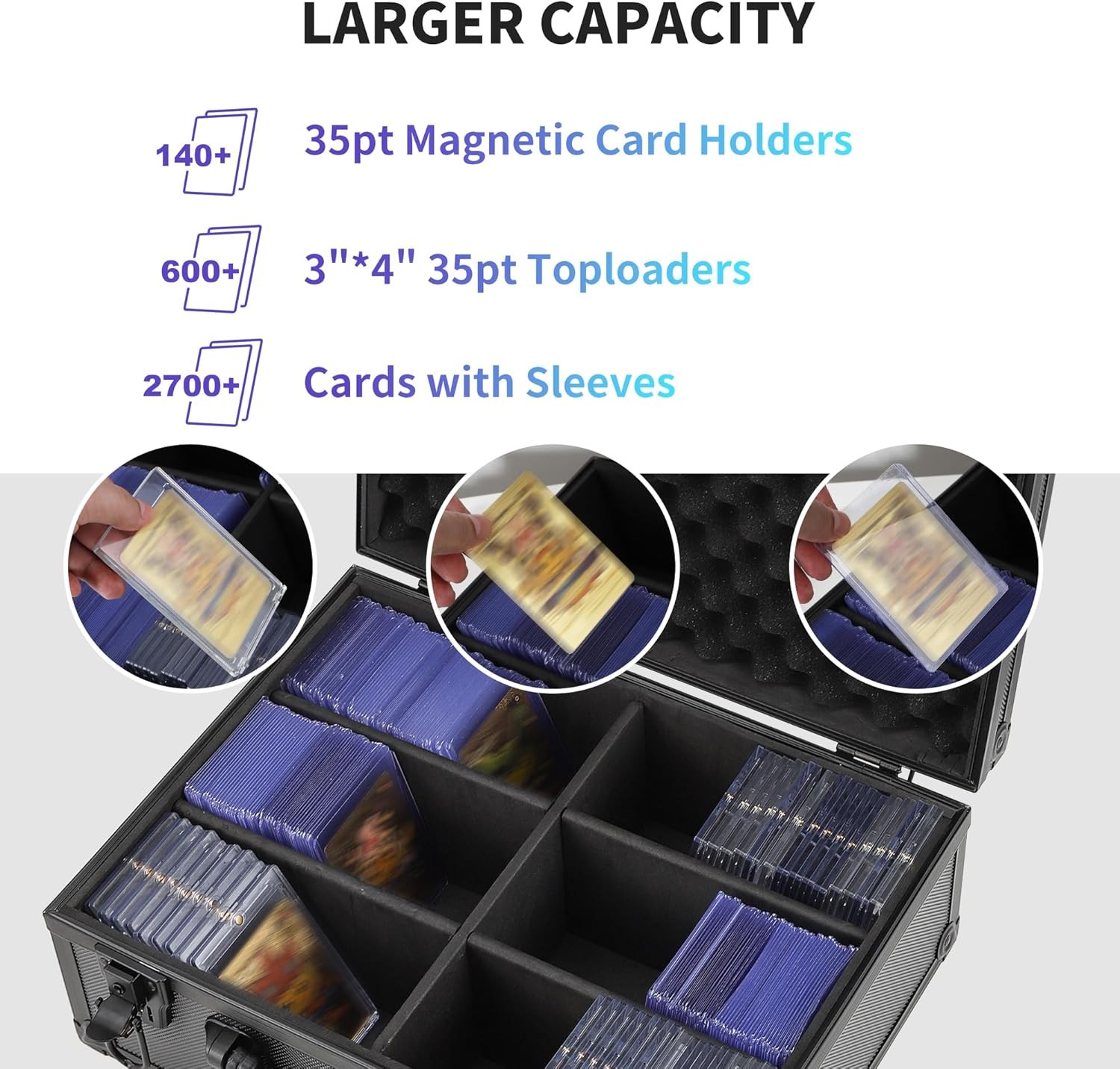 New Hard Toploader Case For 3″ x 4″ 35pt Sports Cards Storage Boxes Holds 600+