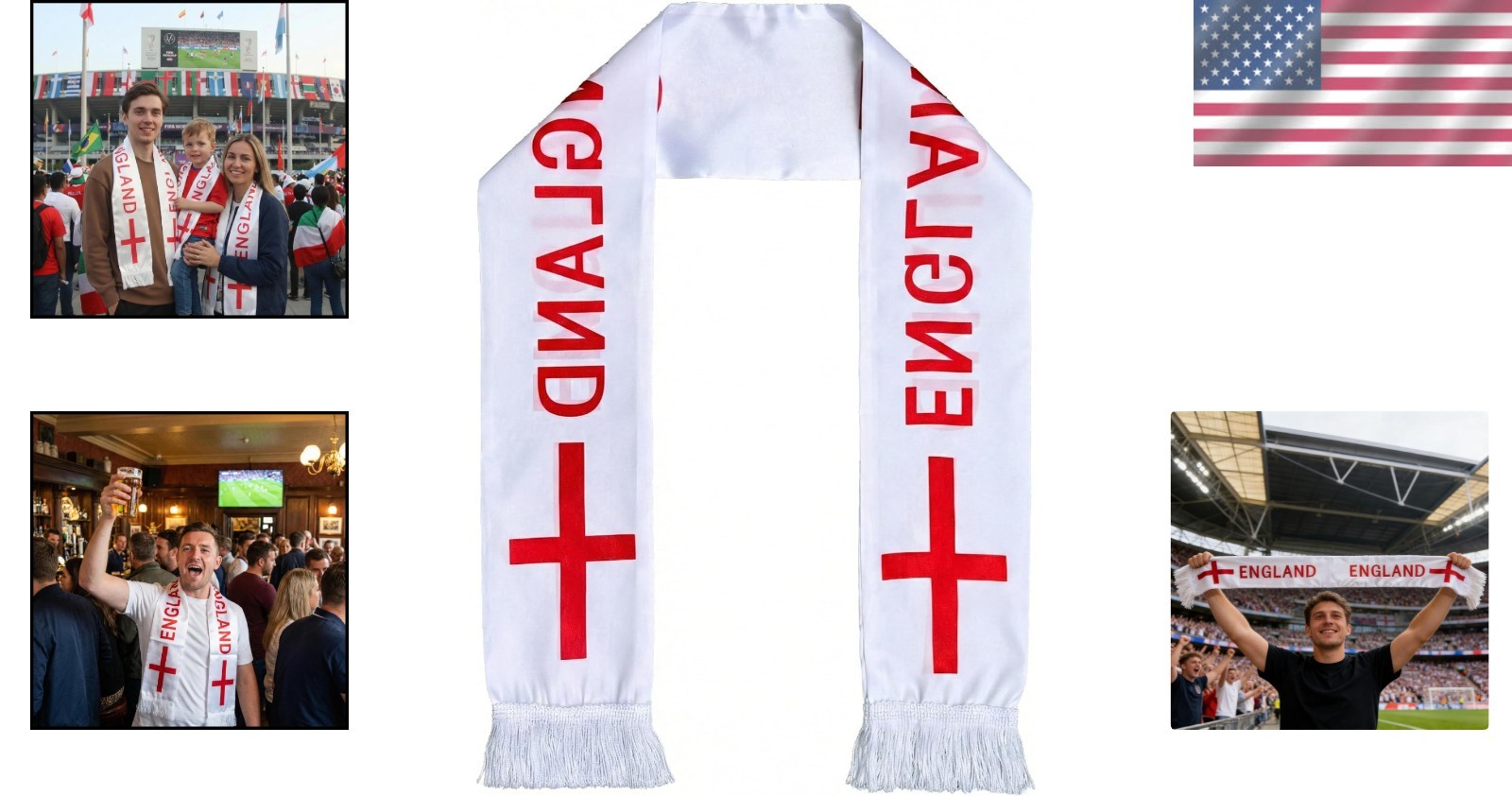 Stylish England Flag Scarf – Perfect Souvenir for Soccer Lovers, Hand Wash Only