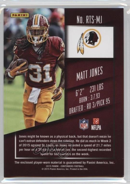 2015 Panini Contenders Rookie Ticket Swatches Matt Jones (Standing Upright) 2r5