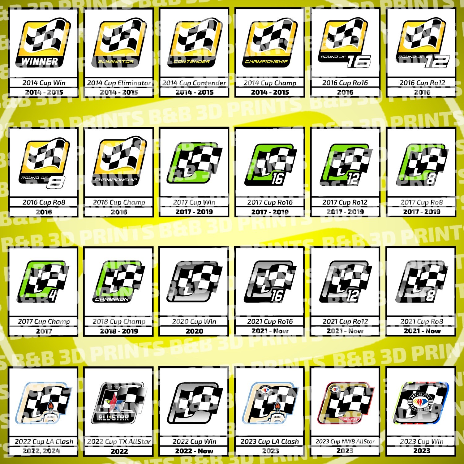NASCAR 1:1 Custom Win Stickers 1/24 Diecast 75th All Star Clash Cup Playoffs