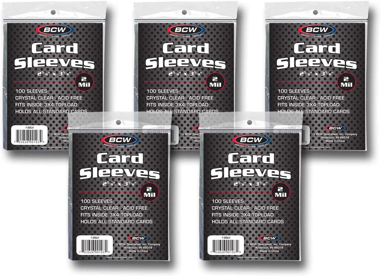 500 Standard Trading Card Sleeves 2-5/8″ x 3-5/8″, Clear Acid-Free Toploader