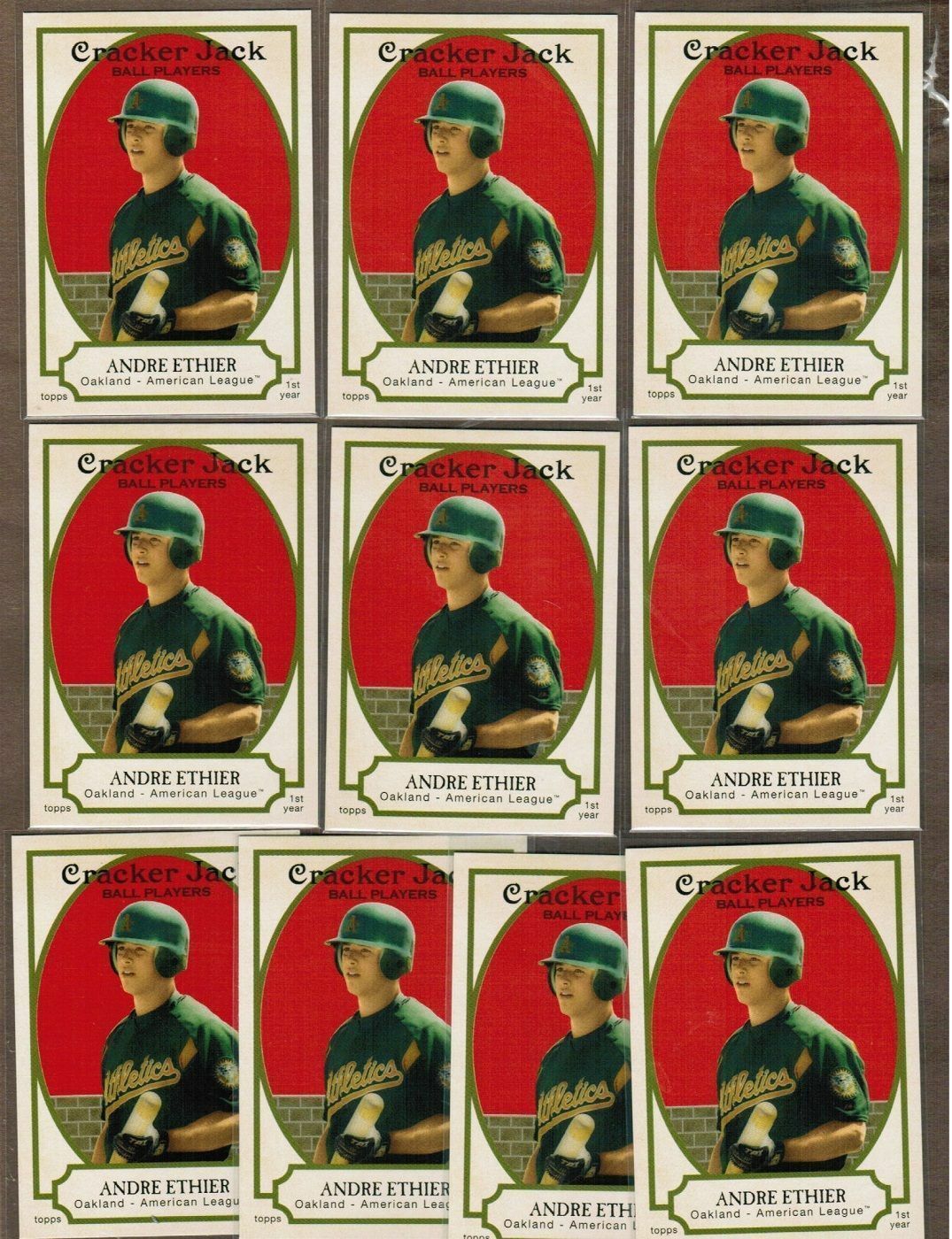 (10) ct 2005 UD CRACKER JACK #210 ANDRE ETHIER ROOKIE CARD LOT