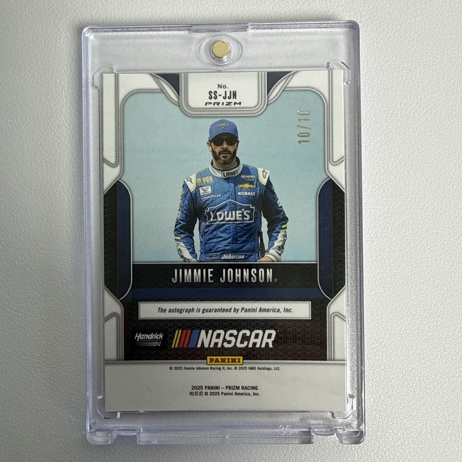 2025 Panini NASCAR Prizm 10/10 Jimmie Johnson Sensational Signatures GOLD AUTO