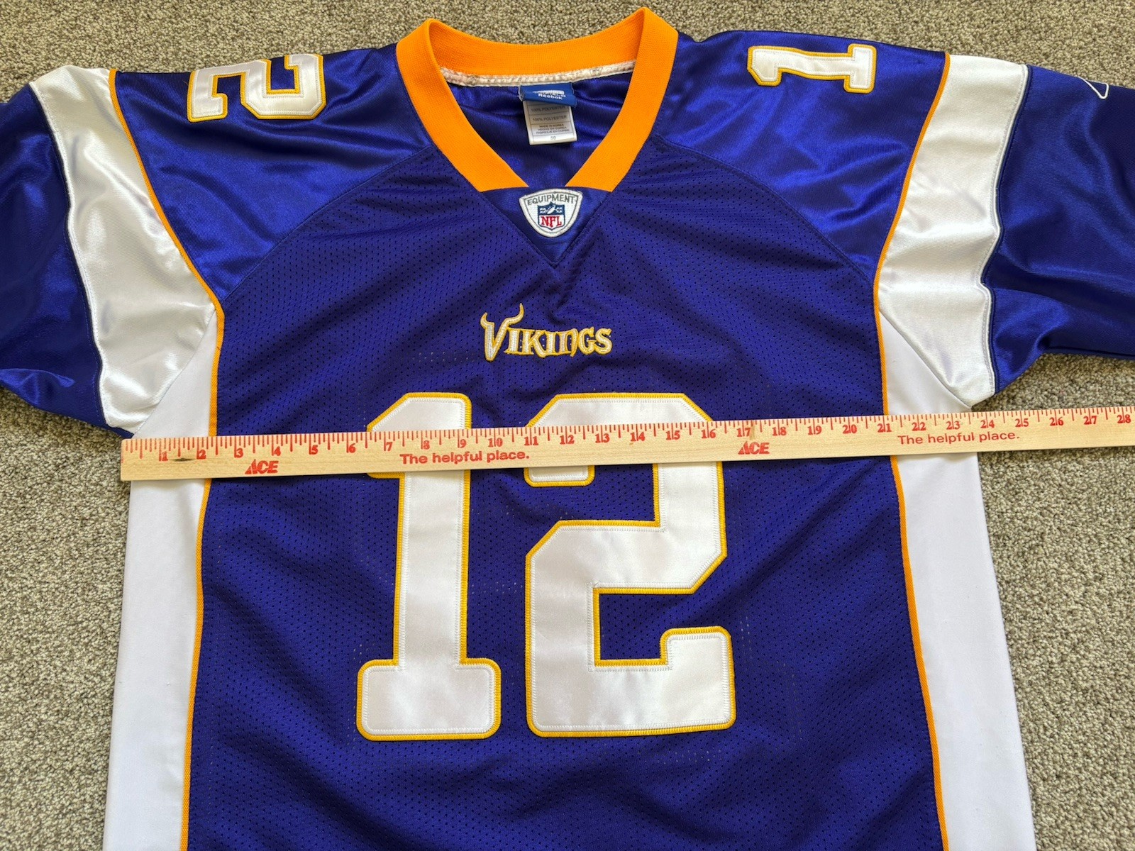 Minnesota Vikings #12 Percy Harvin Men’s Onfield Reebok Jersey Stitched Size 50