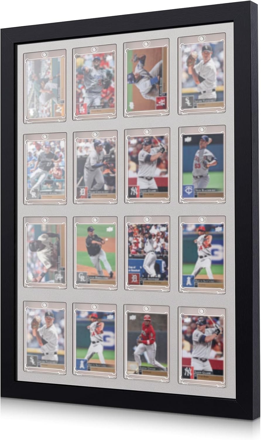 16-Grid Trading Card Display Frame with UV Protection for Sports Collectors