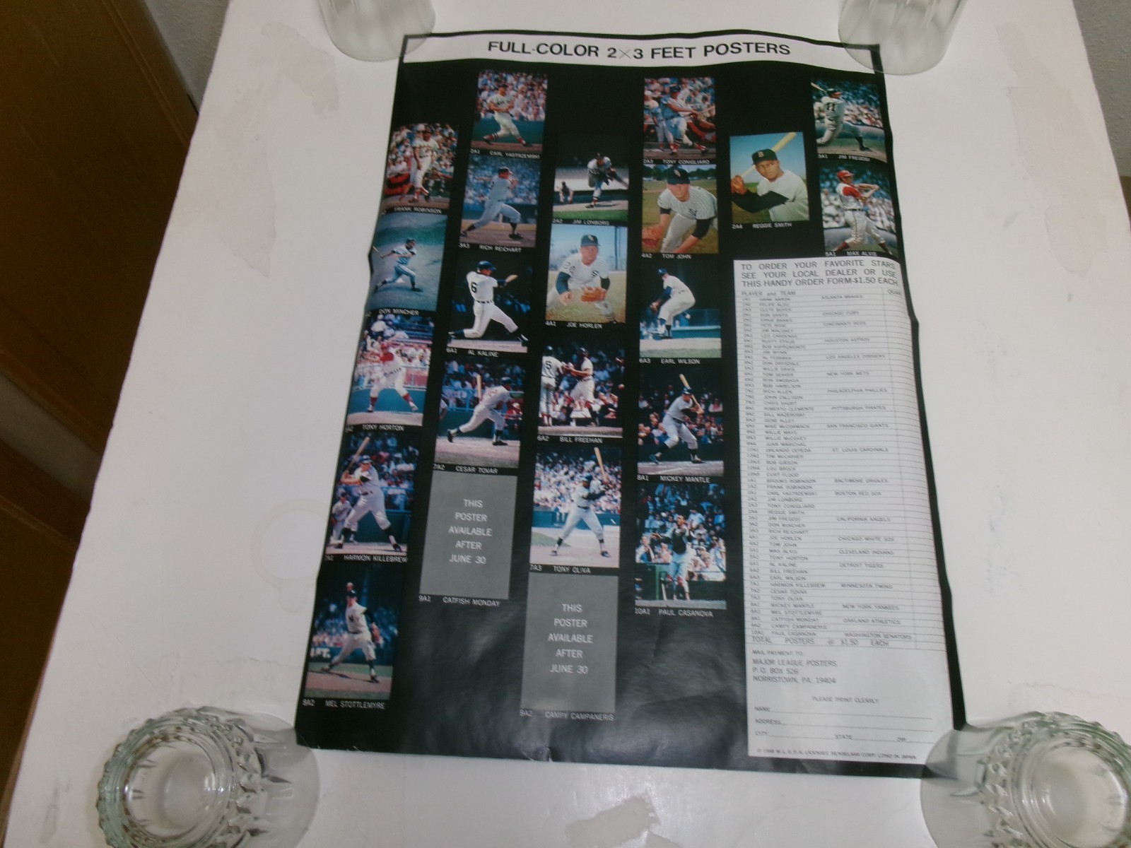 Vintage Sports Illustrated 1968 MLB Posters-Original Order Form-2 Sided-14″x21″!