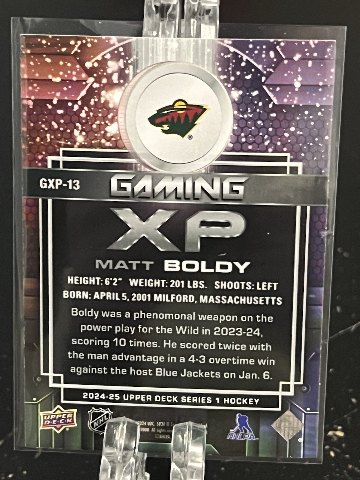 MATT BOLDY 2024-25 Upper Deck Series 1 GXP-13 GAMING XP Minnesota