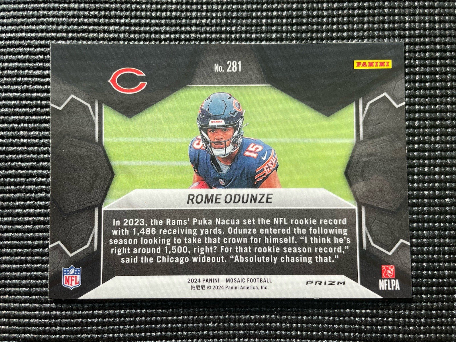 2024 Panini Mosaic Rome Odunze Red Sparkle Prizm #281 RC NFL Debut Chicago Bears