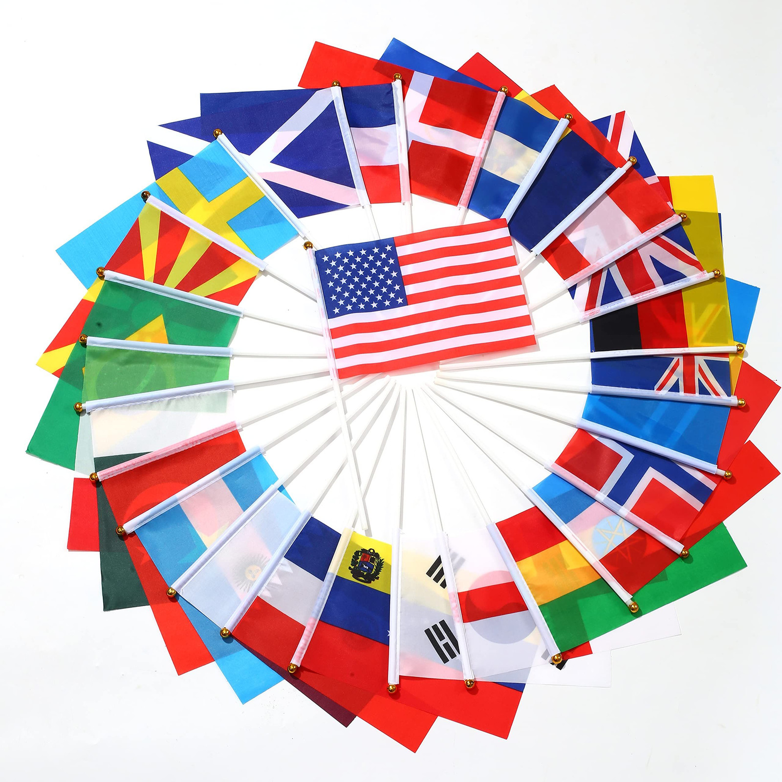 100 Countries Flags,International Country Stick Flag Small Mini Multicolor