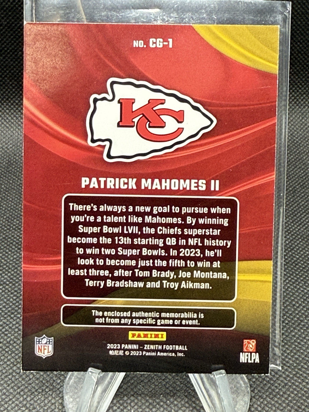 2023 Panini Zenith – Color Guard 🔥Patrick Mahomes II🔥 #CG-1 (MEM) KC CHIEFS