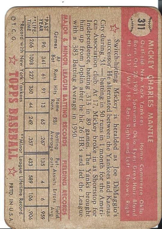 1952 MANTLE CARD CHASE BOX- 21 PACKS + AUTOGRAPH CARD + 2 1950/60’S CARDS
