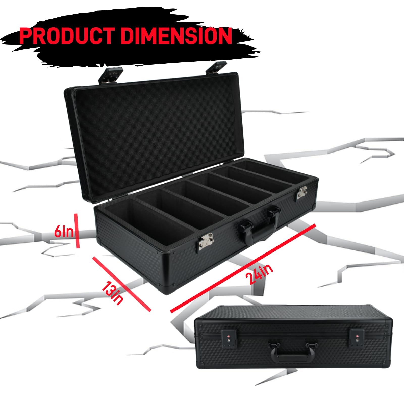 6 Row 250+ TSA Combination Lock Trading Deck Cases Graded Card Case Psa Grade…