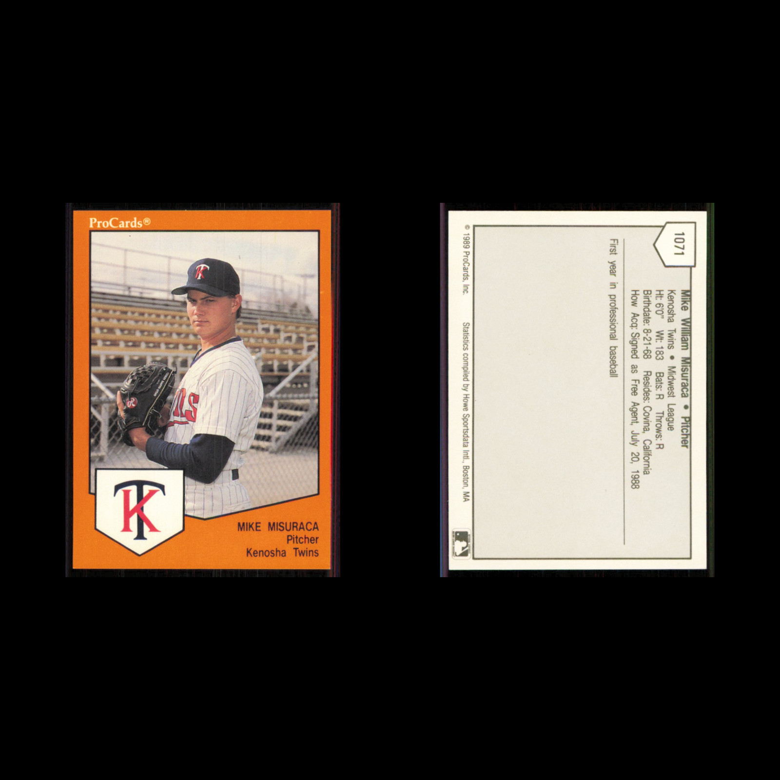 Mike Misuraca #1071 1989 ProCards Minor League Team Sets Kenosha Twins Baseball