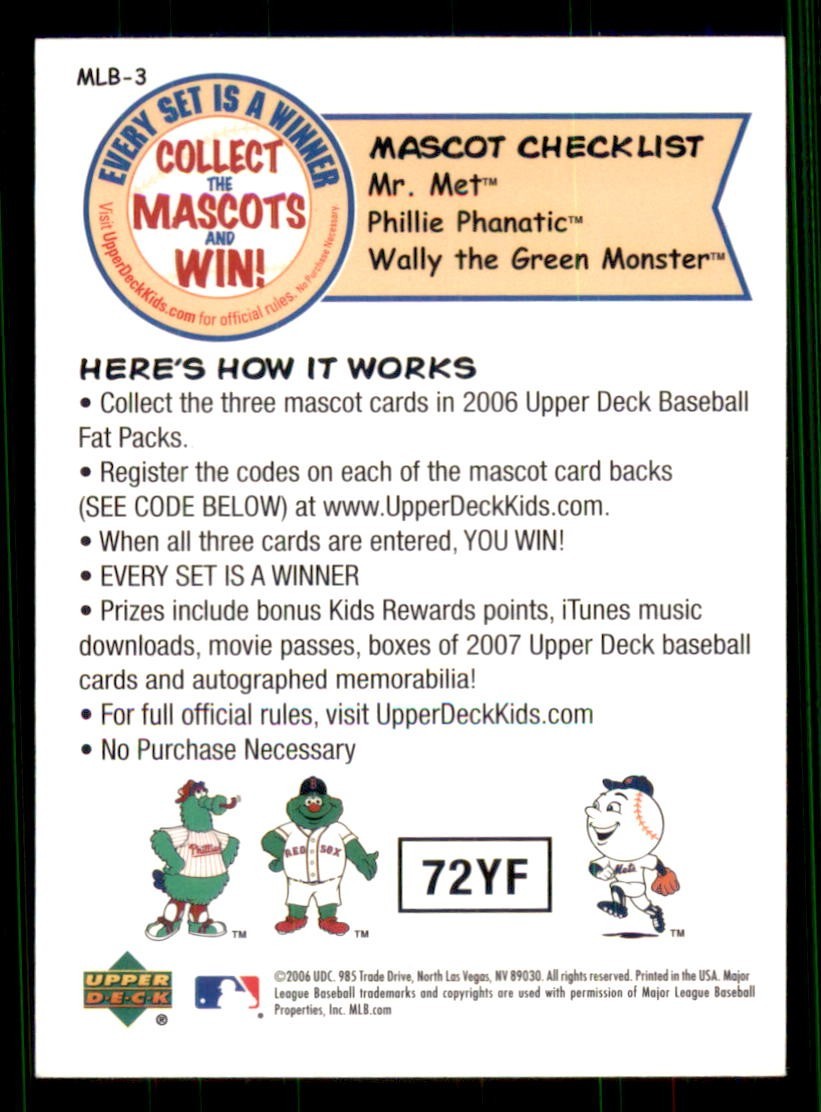 2006 Upper Deck Mascots #MLB-3 Mr. Met New York Mets