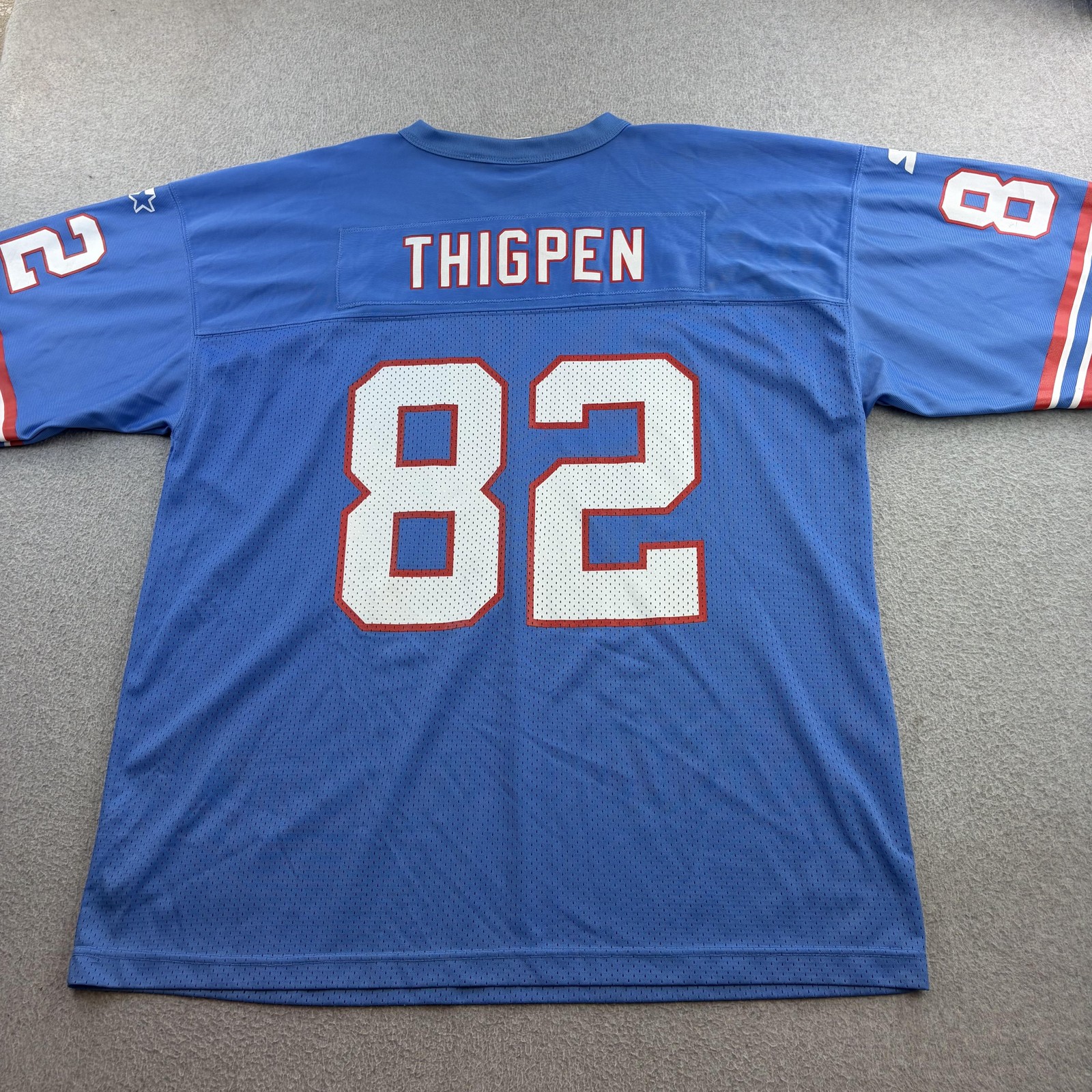 Vintage Tennessee Oilers Football Jersey Mens XL Blue NFL Thigpen 82 Starter 90s