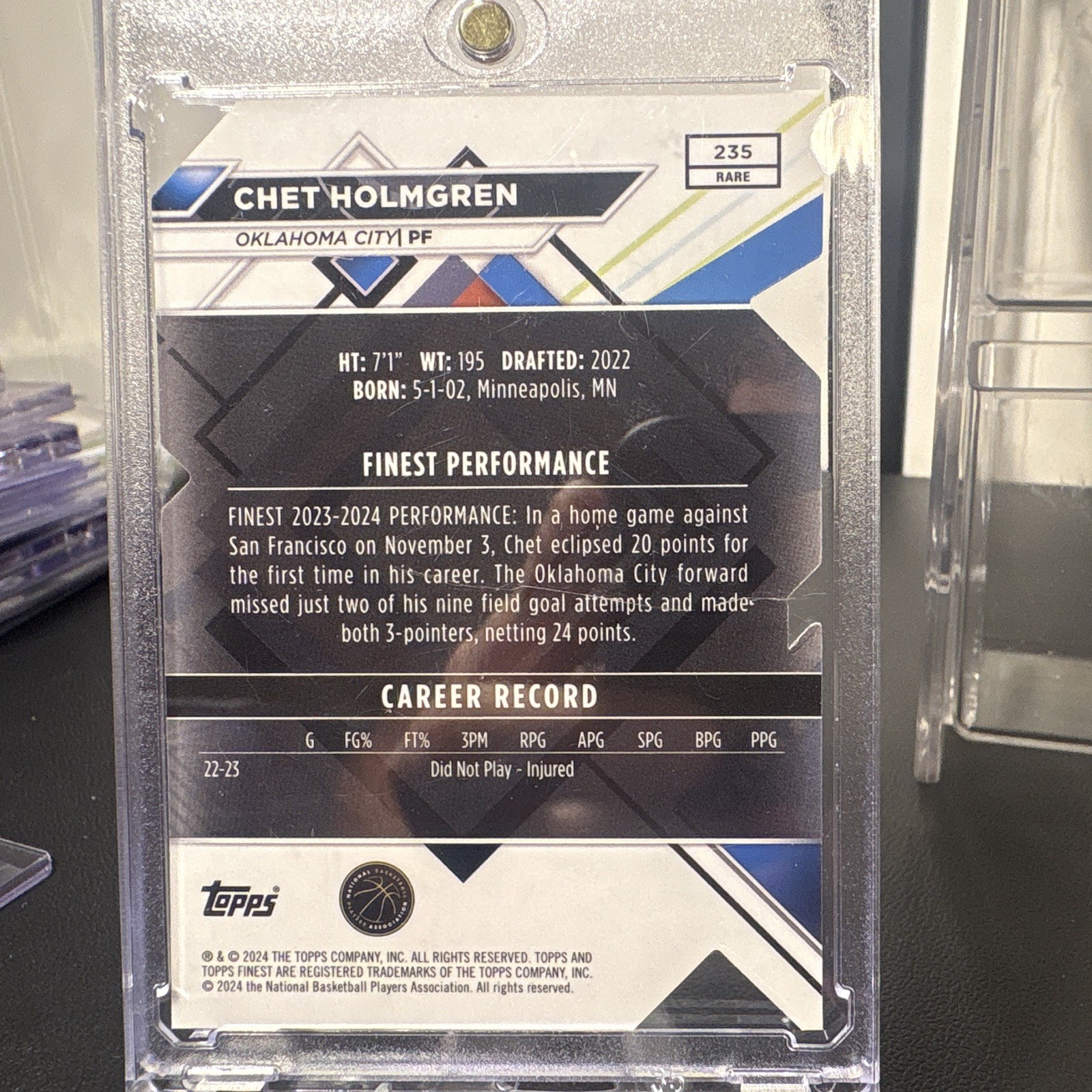 Topps 2023-24 Topps Finest Chet Holmgren Thunder Finest Performance #235 /25