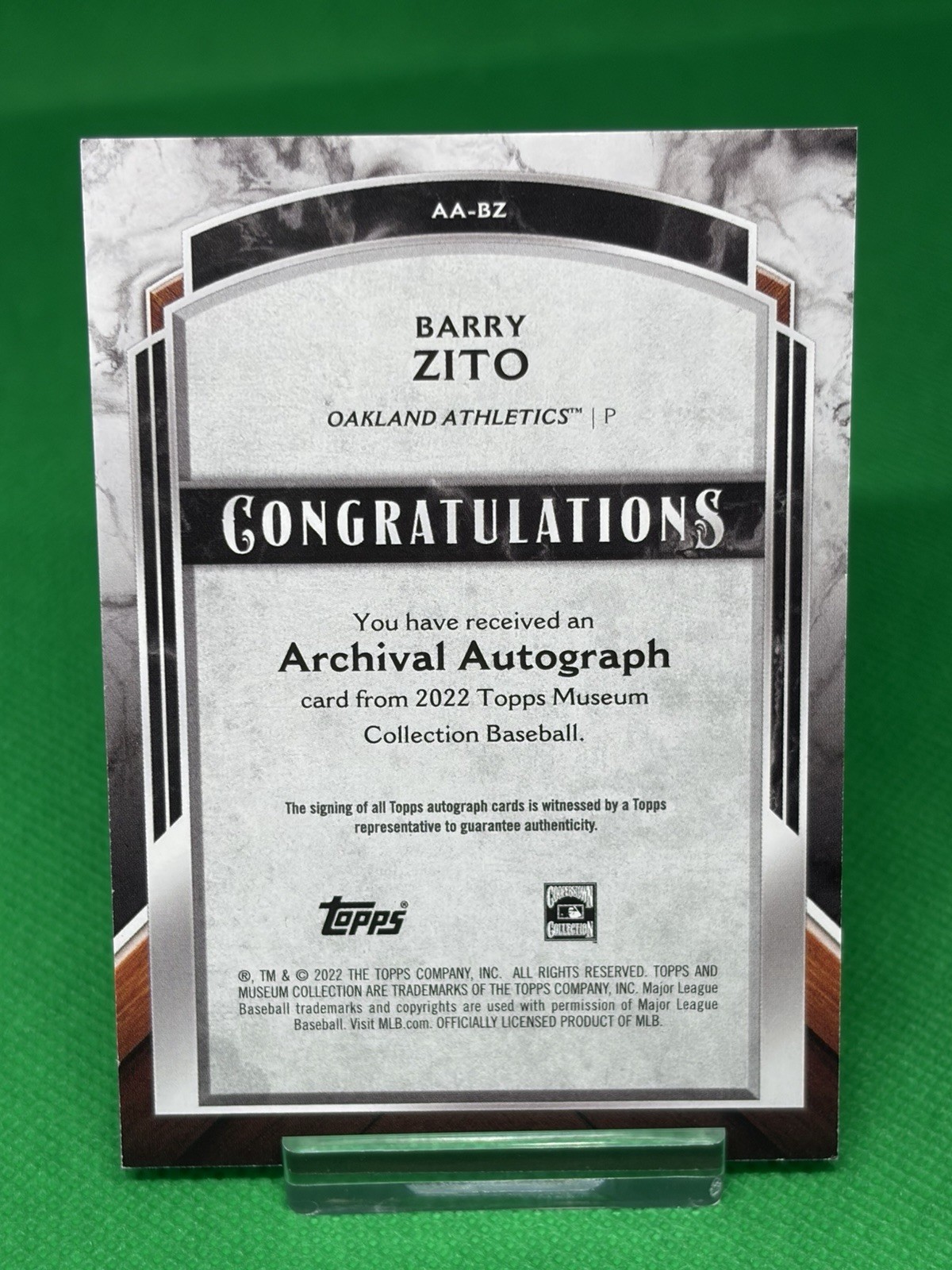 Barry Zito /50 – 2022 Topps Museum Collection Archival Auto Copper Athletics