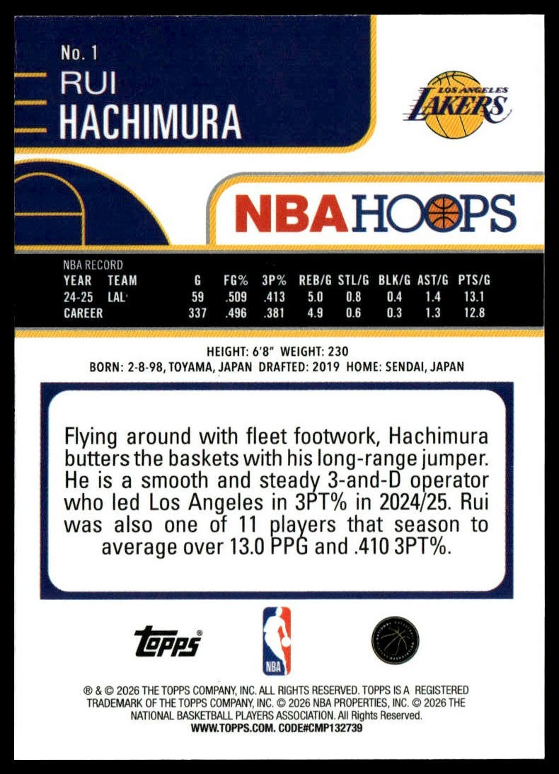 2025-26 Hoops #1 Rui Hachimura