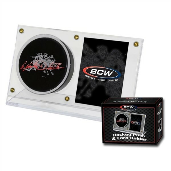 BCW Clear Plastic Hockey Puck and Trading Card Screw Together Display Holder