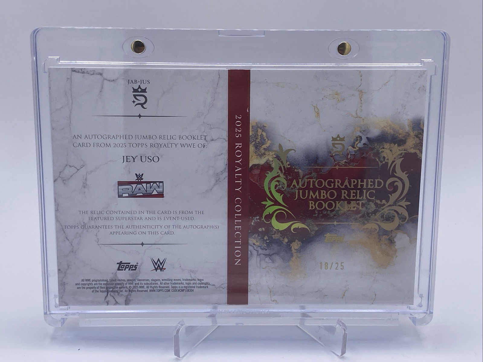 2025 Topps Royalty WWE JEY USO – Autographed Jumbo Relic Booklet – /25