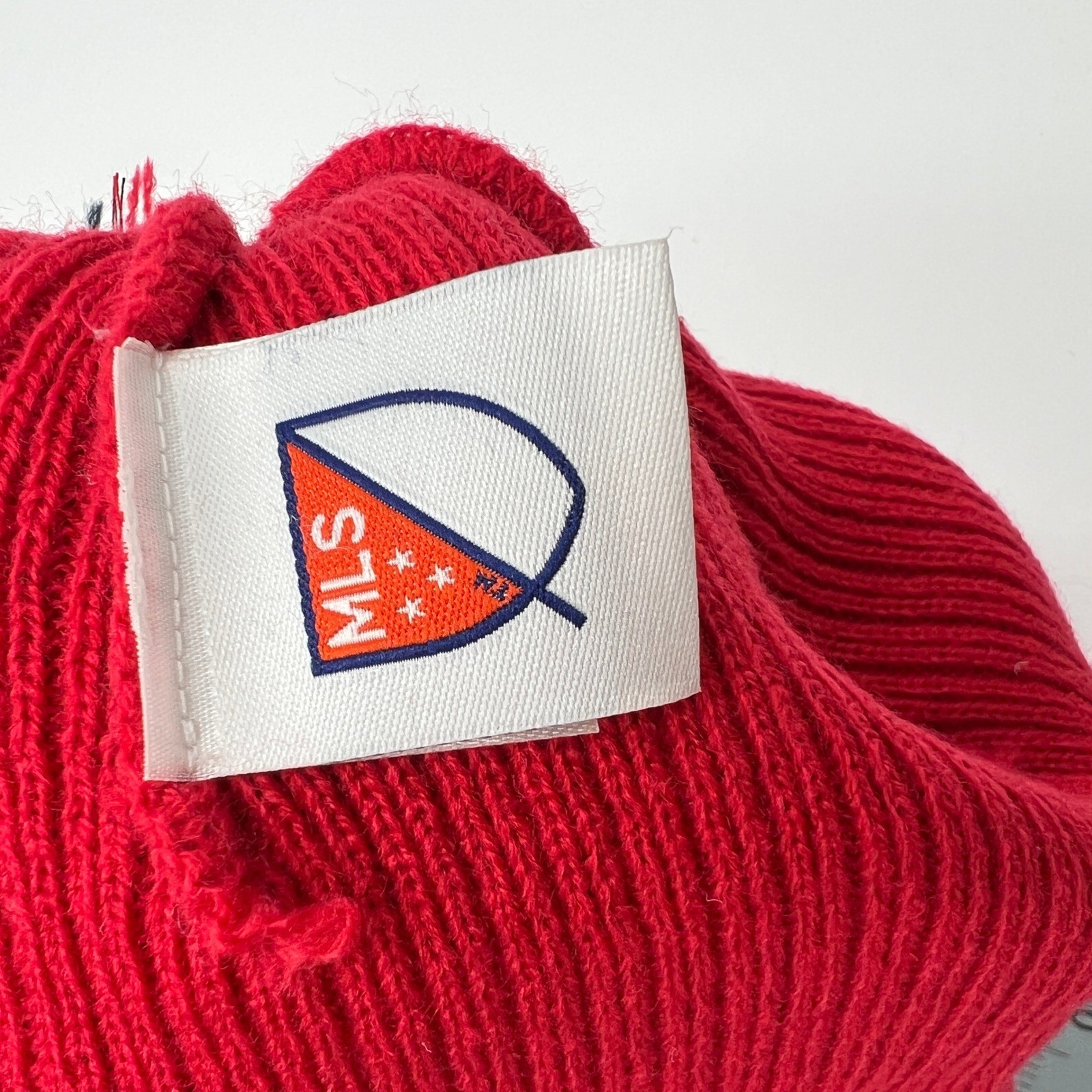 MLS New England Revolution Red Cuffed Pom Beanie Hat Retro Kick Logo OSFM NEW