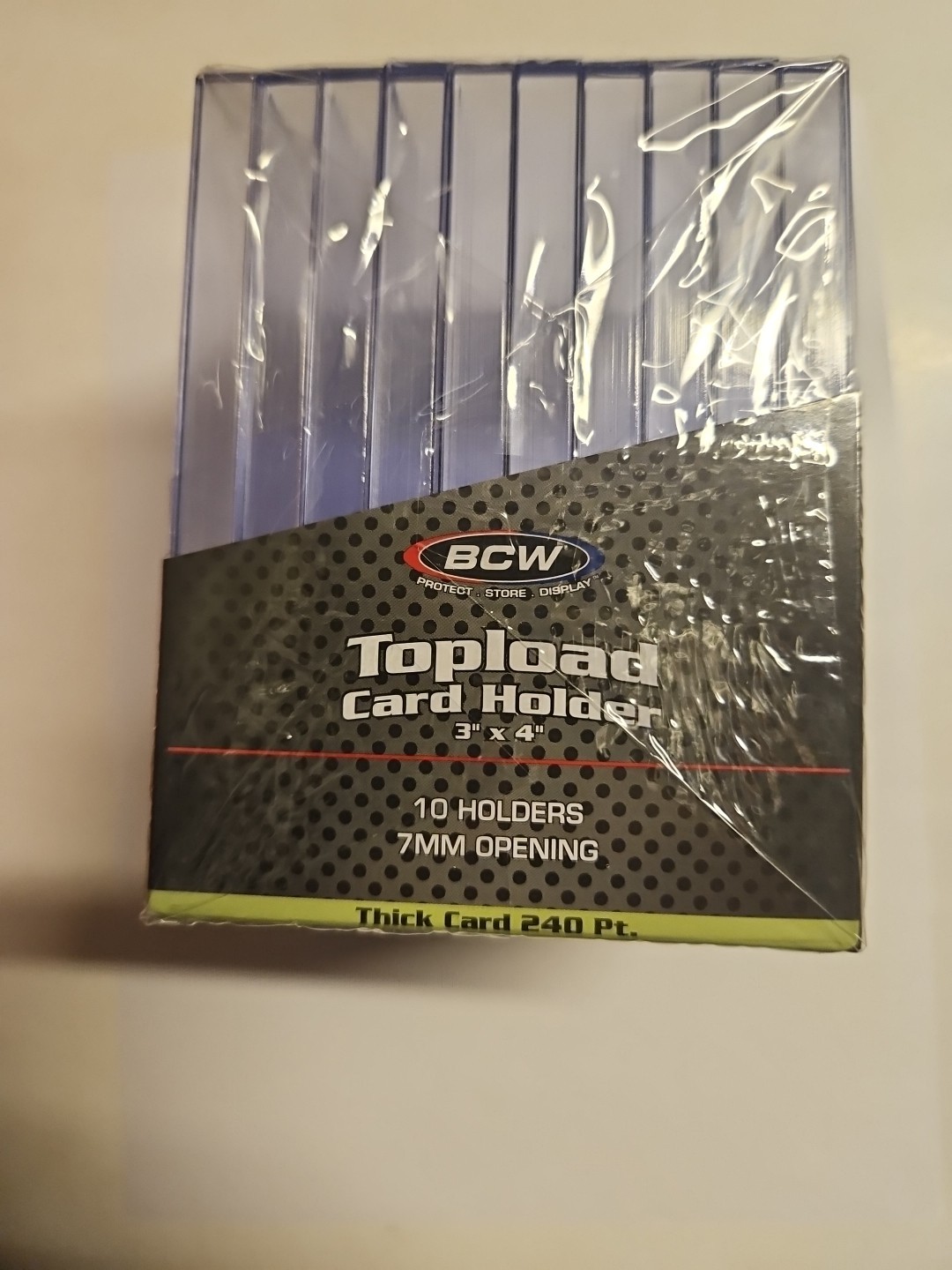 BCW 240pt Toploaders 10 Count Pack Trading Card Holder Relic Topload Patch 7mm