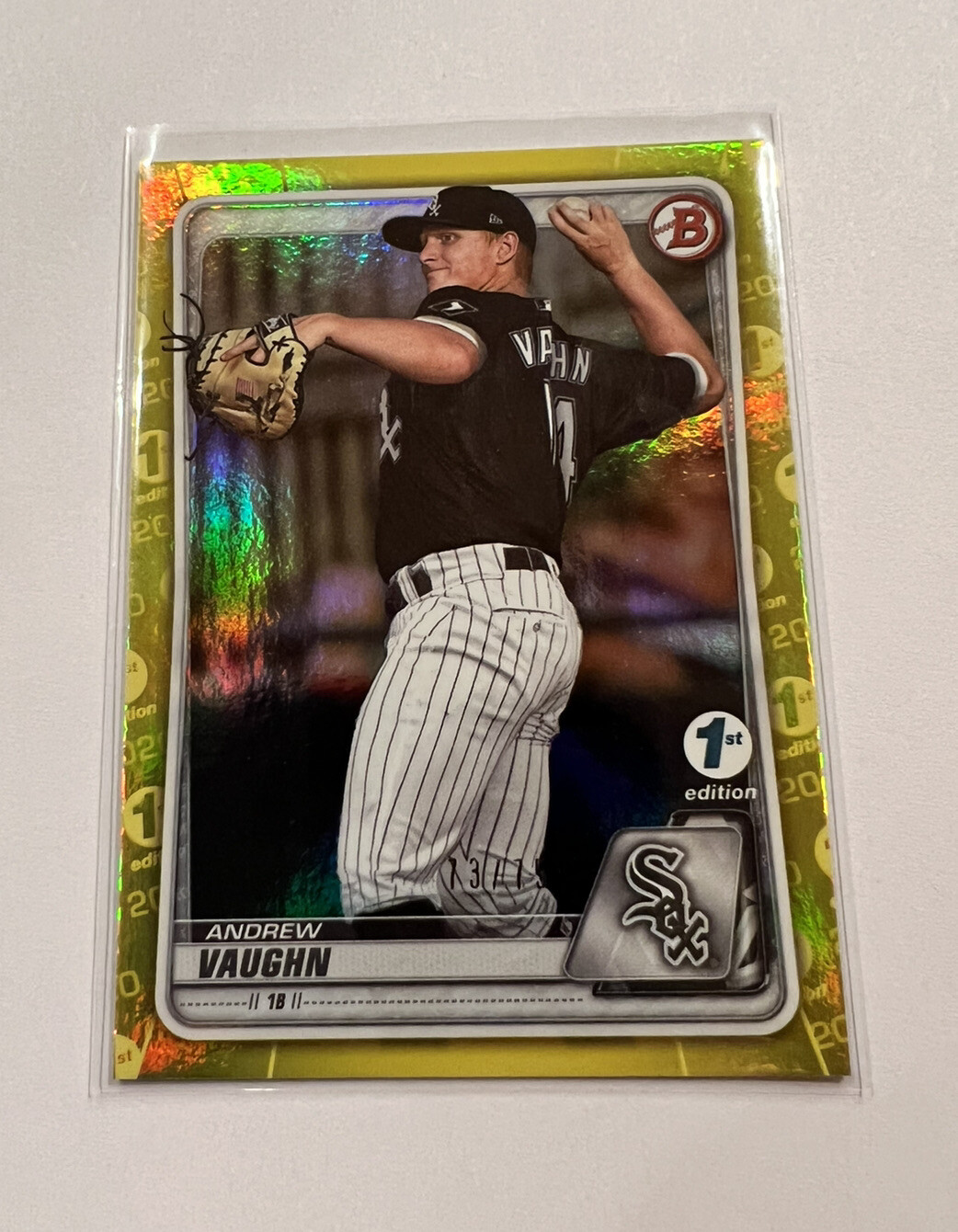 2020 Bowman Draft 1st Edition Andrew Vaughn #BD-153 Yellow Foil /75 White Sox