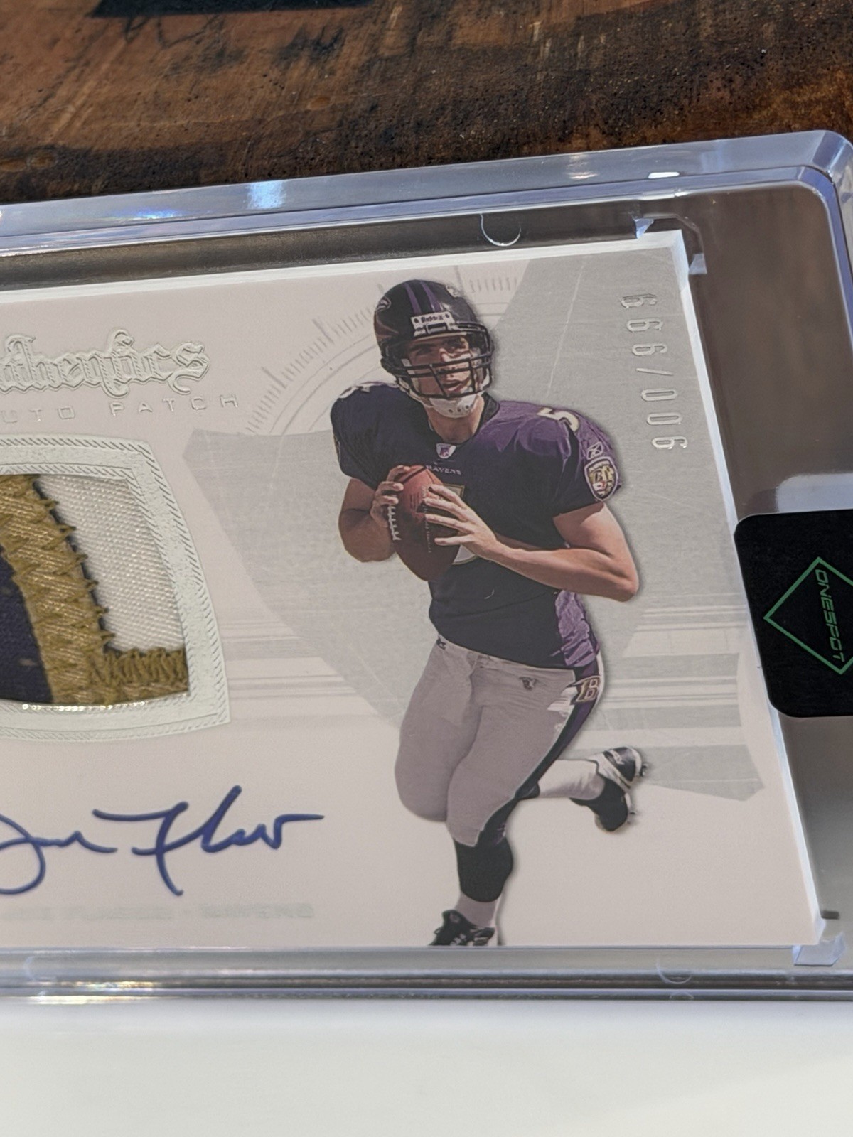 2008 SP Authentic – Rookie Authentics Auto Patch Joe Flacco #295 /999 (AU, MEM,