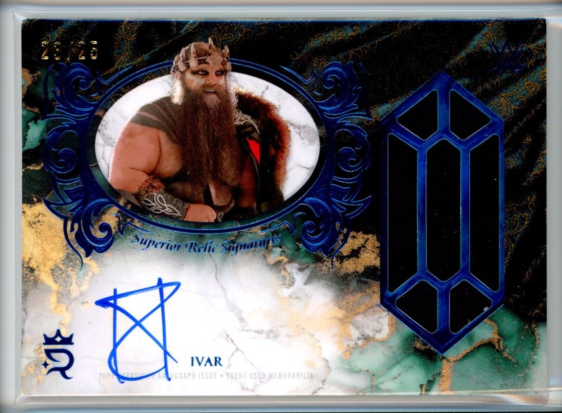 Ivar 2025 Topps Royalty WWE #SUS-IVR Superior Relic Signatures MEM Auto Blue /25