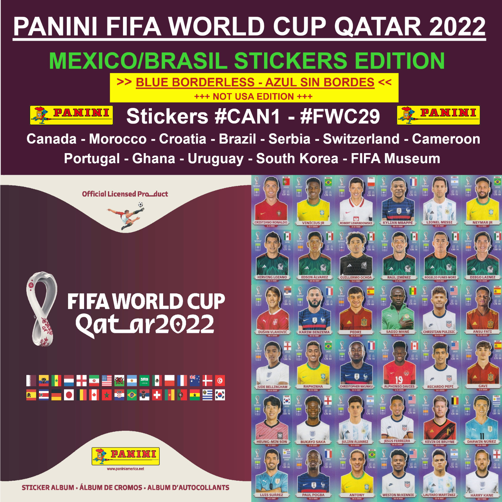 Panini World Cup QATAR 2022 – MEXICO/BRASIL Edition – Stickers #CAN1 – #FWC29