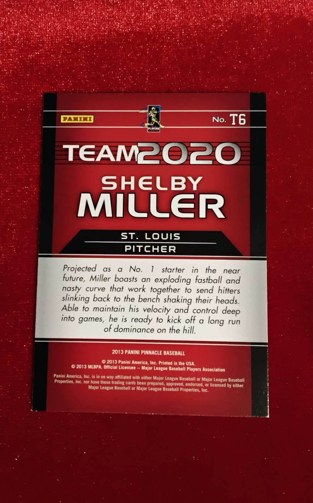 2013 Panini Pinnacle – Team 2020 Insert #T6 – Shelby Miller ⚾️ St. Louis