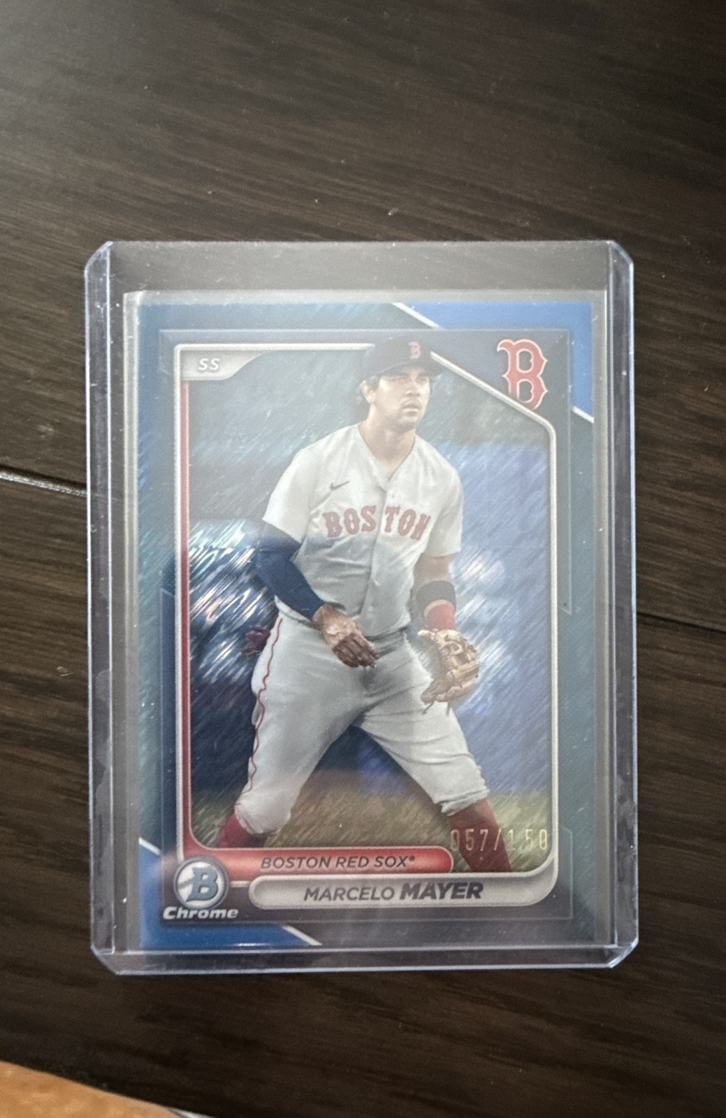 2024 Bowman – Chrome Prospects Marcelo Mayer #BCP-44 Blue Shimmer Refractor /150